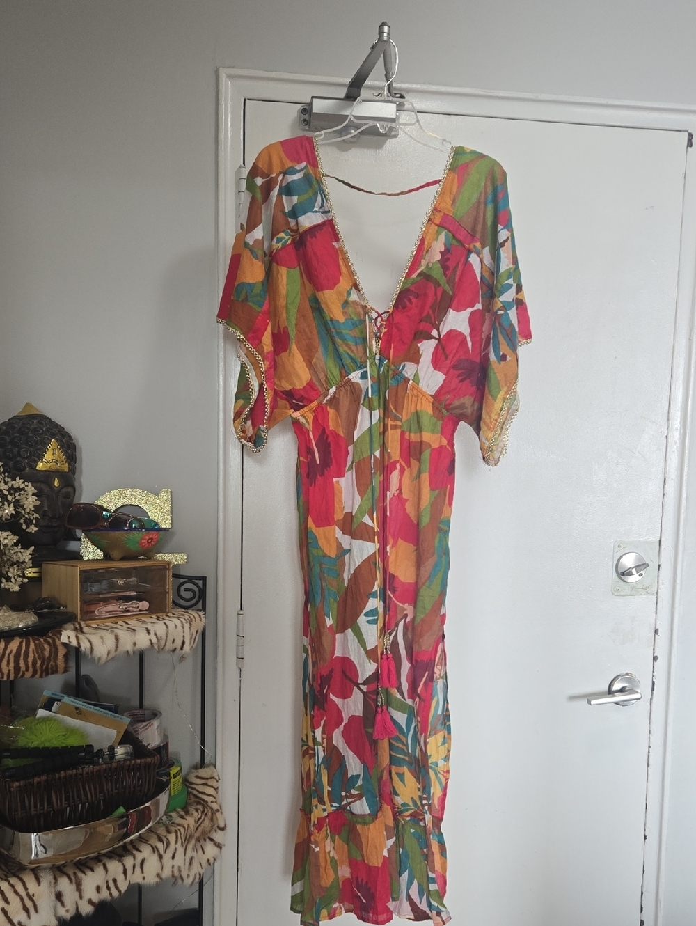 Multicolor Floral Tie-Front Maxi Dress